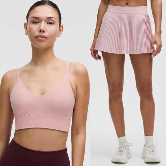 NWT Lululemon Set Varsity Pleated Skirt and Scoop Neck Bra Pink Haze - Picture 2 of 16